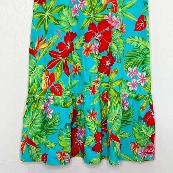 Wave‎ Shoppe Mid-Calf Turquoise Floral Kaftan Dress Sz M - Picture 3 of 16